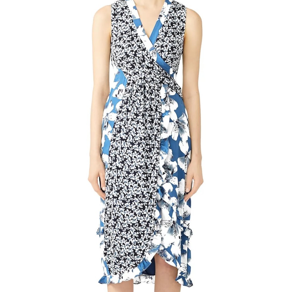 Nicole Miller Hibiscus Faux Wrap Dress | Size 2
